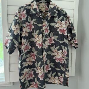 Cooke Street Honolulu Men’s Hawaiian Shirt 2XL Hibiscus Floral Print 100% Cotton